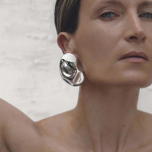 Geometric Stainless Steel Earrings with Plating Finish for Women, Fashionable and Minimalist Statement Ear Studs