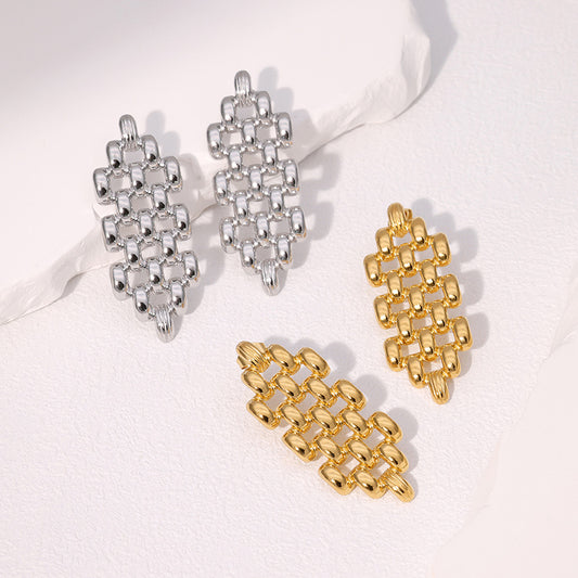 Pendientes Minimalistas Geométricos Huecos de Acero Inoxidable con Acabado Chapado para Mujer