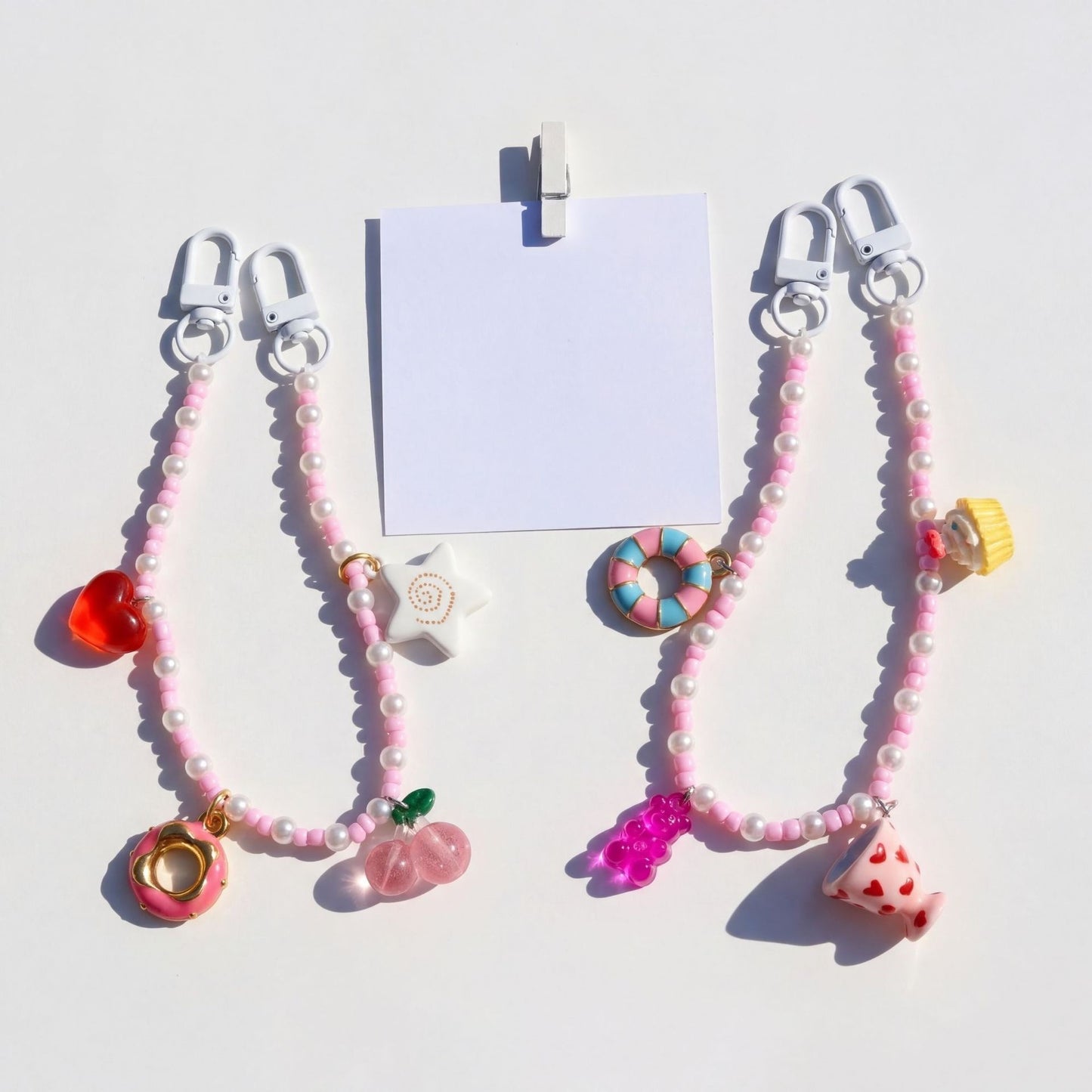 Sweet Minimalist Colorful Acrylic Bag Charm with Fruit Food Pattern