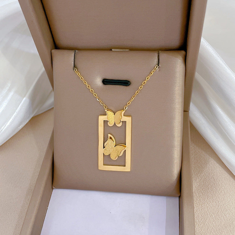 Collar Minimalista de Acero de Titanio Geométrico con Dije de Acero Inoxidable 304 Bañado para Unisex