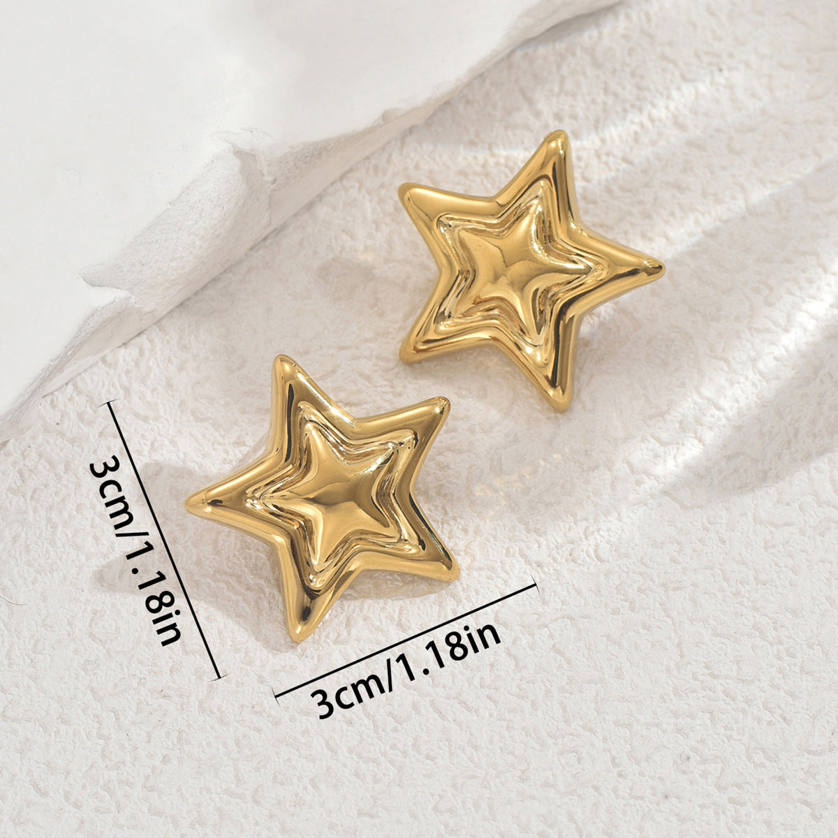Pendientes de Cobre Minimalistas Geométricos en Forma de Estrella con Baño de Oro de 18K para Mujer, Poste de Acero Inoxidable, Elegantes para el Uso Diario