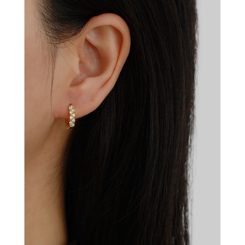 Pendientes de Tachuela Geométricos Minimalistas de Plata de Ley 925 con Baño para Mujer