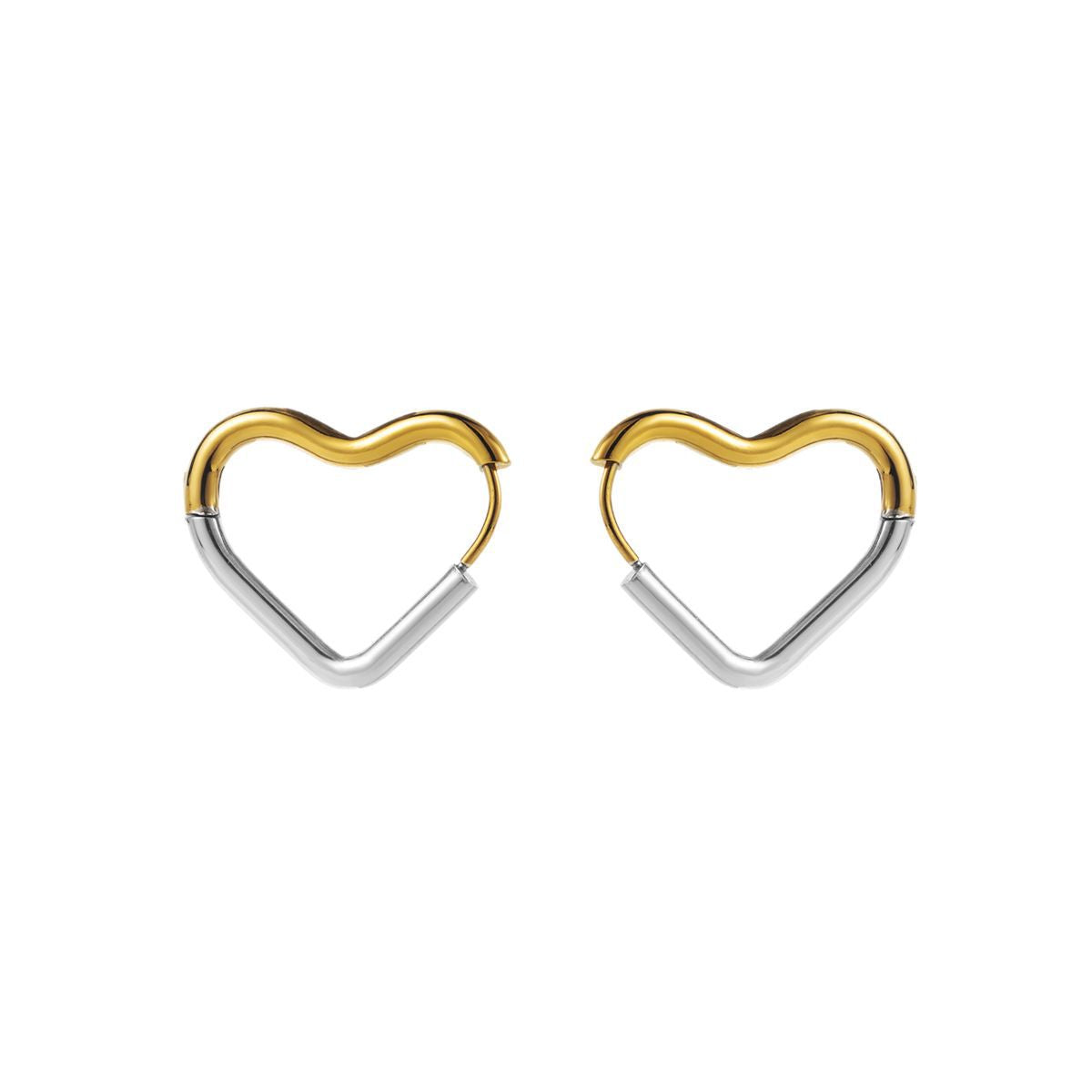 Orecchini geometrici minimalisti in acciaio inossidabile da donna con placcatura in oro e argento a forma di cuore e stella