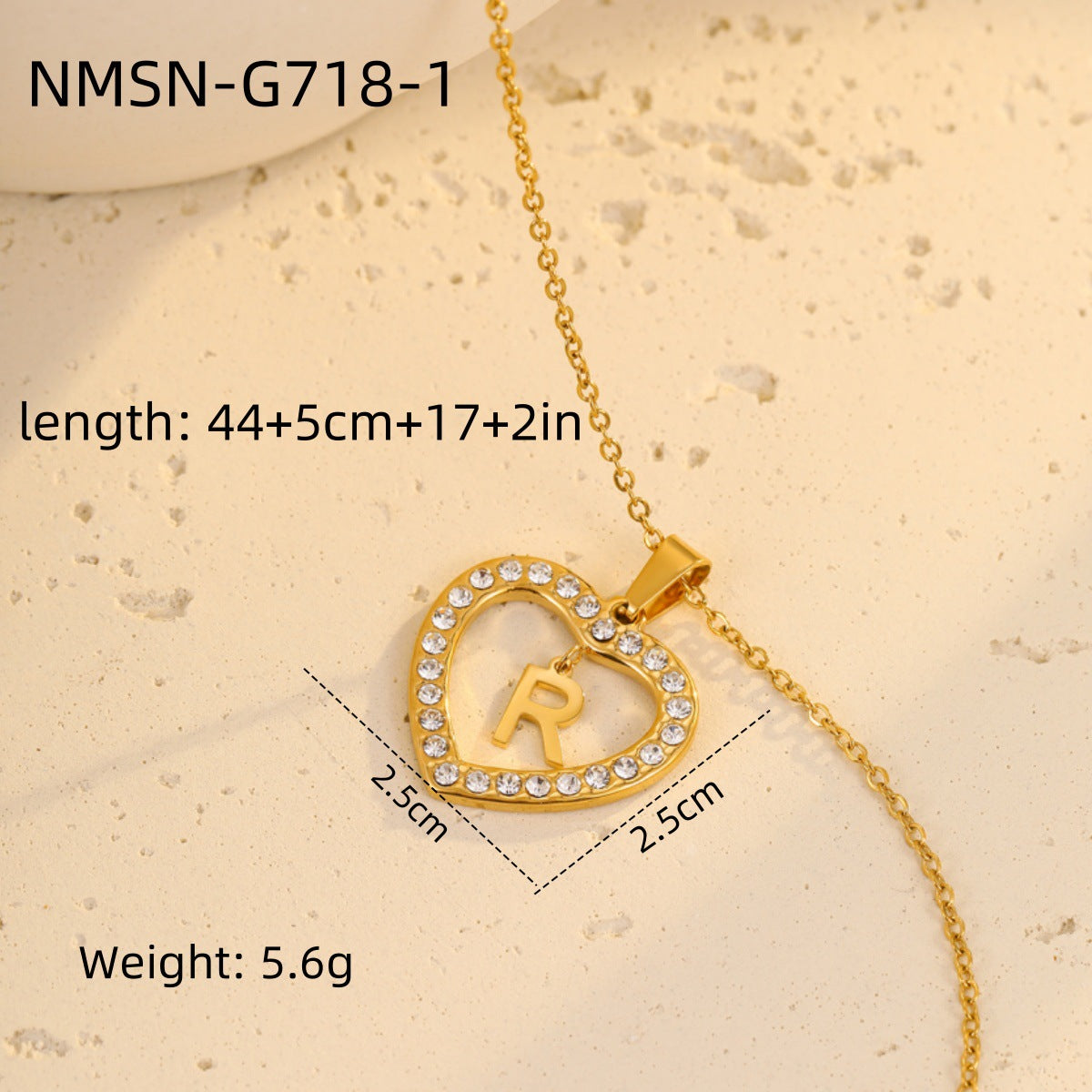 Fashionable Heart-Shaped Stainless Steel Necklace with 18K Gold Plating and Zircon Inlay for Women