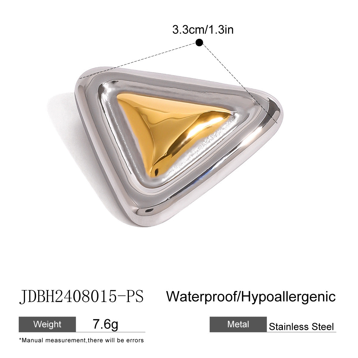 Minimalist Geometric Triangle Plated Stainless Steel Brooch for Women