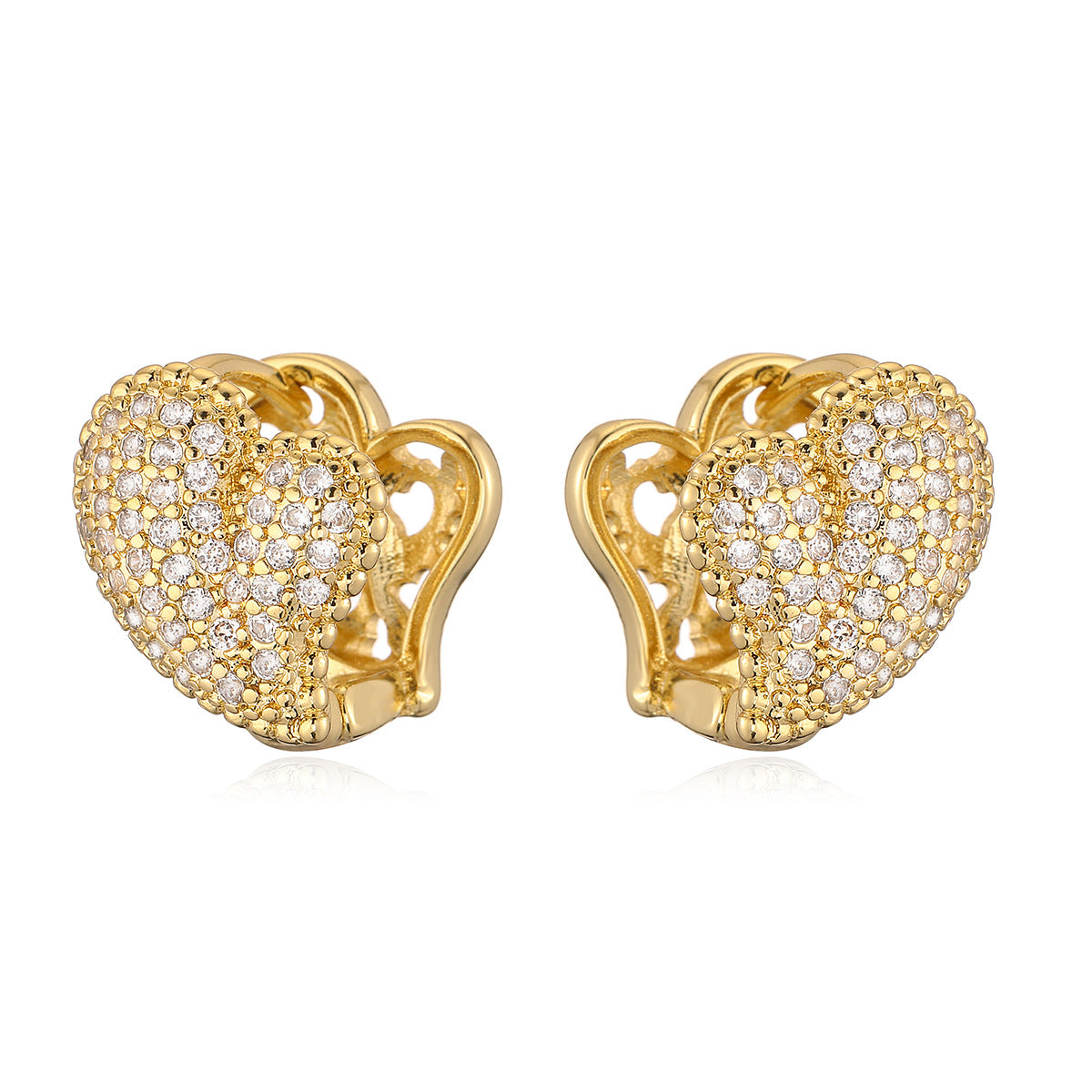 Orecchini da donna geometrici minimalisti in rame con placcatura in oro 18 carati e zirconi cubici
