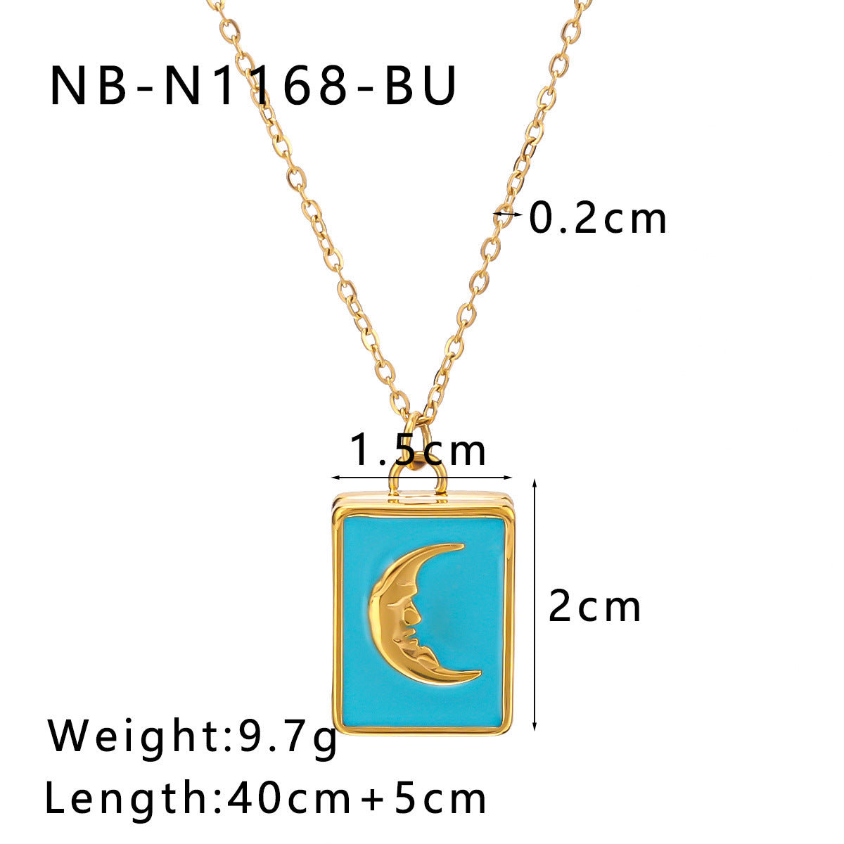 Minimalist Moon and Heart Shaped Enamel Pendant Necklace in Stainless Steel with 18K Vacuum Plated Finish for Women