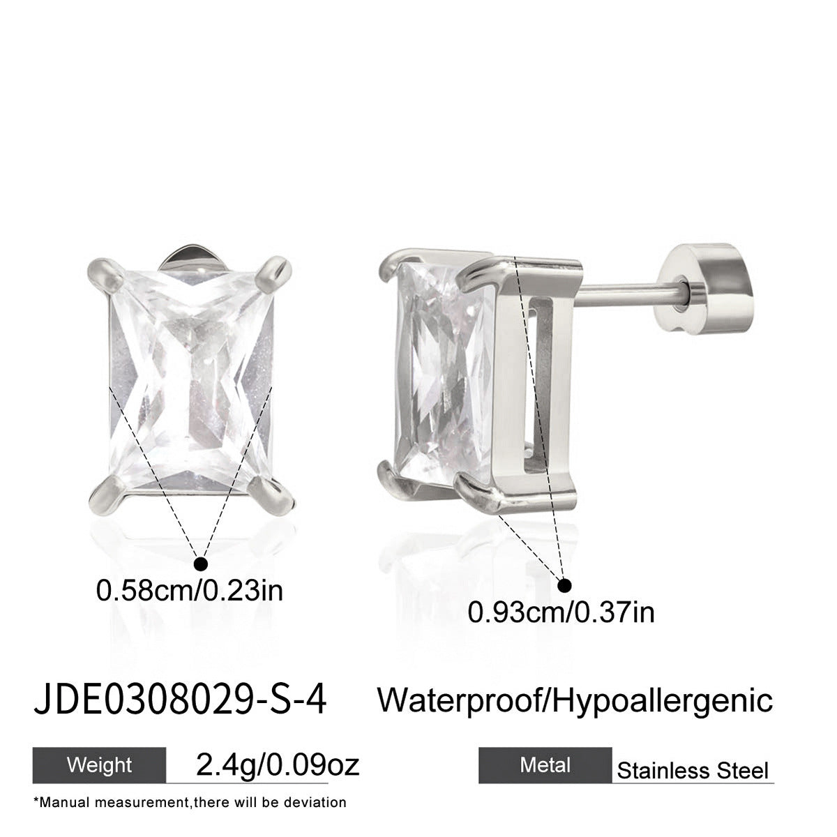 Minimalist Elegant Geometric Heart Stainless Steel PVD Cubic Zirconia Stud Earrings for Women