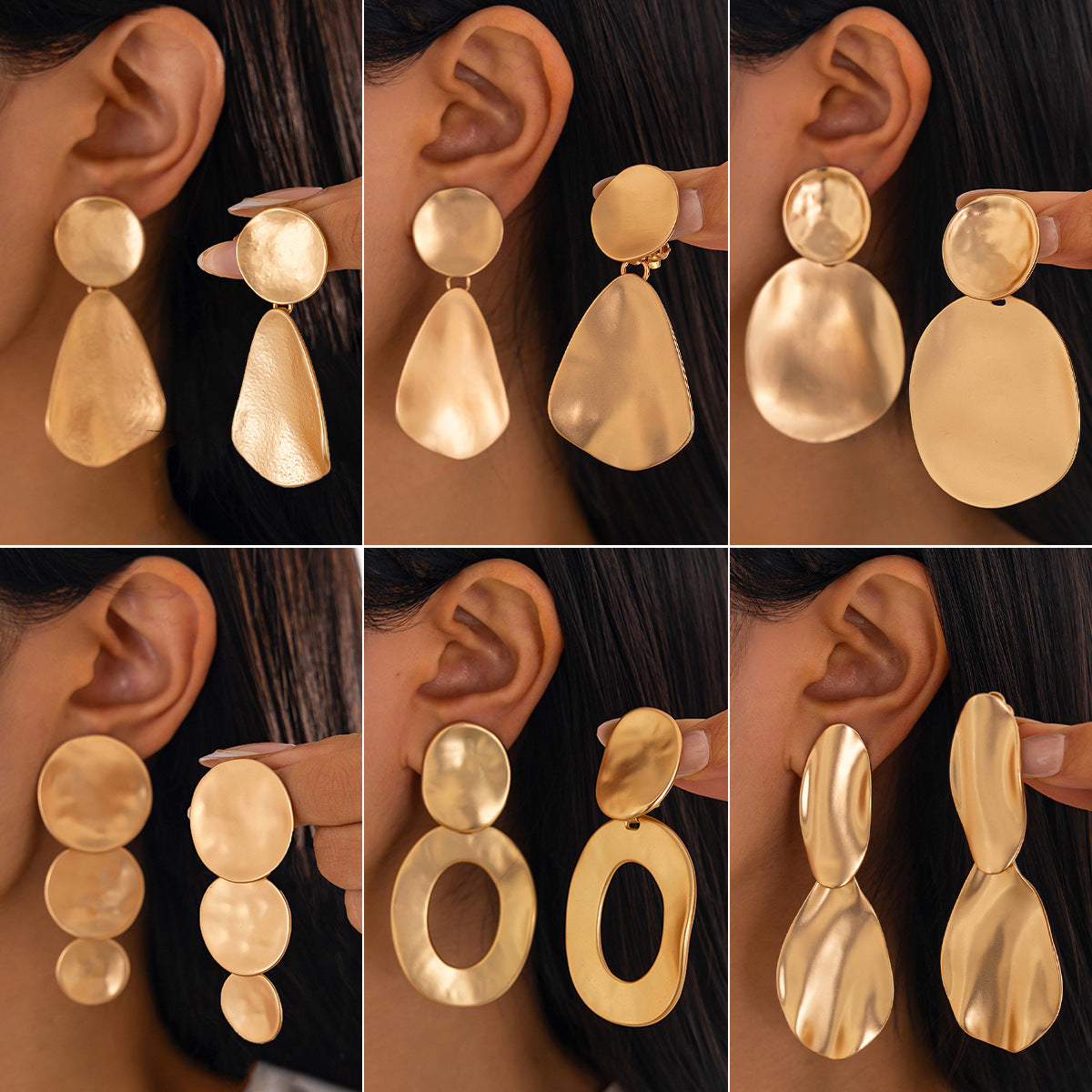 Minimalist Geometric Teardrop Dangle Earrings in Zinc Alloy with Matte Finish and Electroplated Surface for Women
