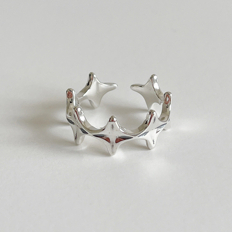 Vintage Sweet 925 Sterling Silver Star Ring for Women