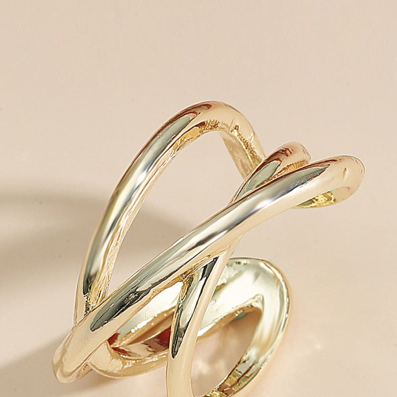 Anello Aperto Regolabile Minimalista e Delicato da Donna in Lega di Zinco con Finitura Lucida e Design Geometrico a U