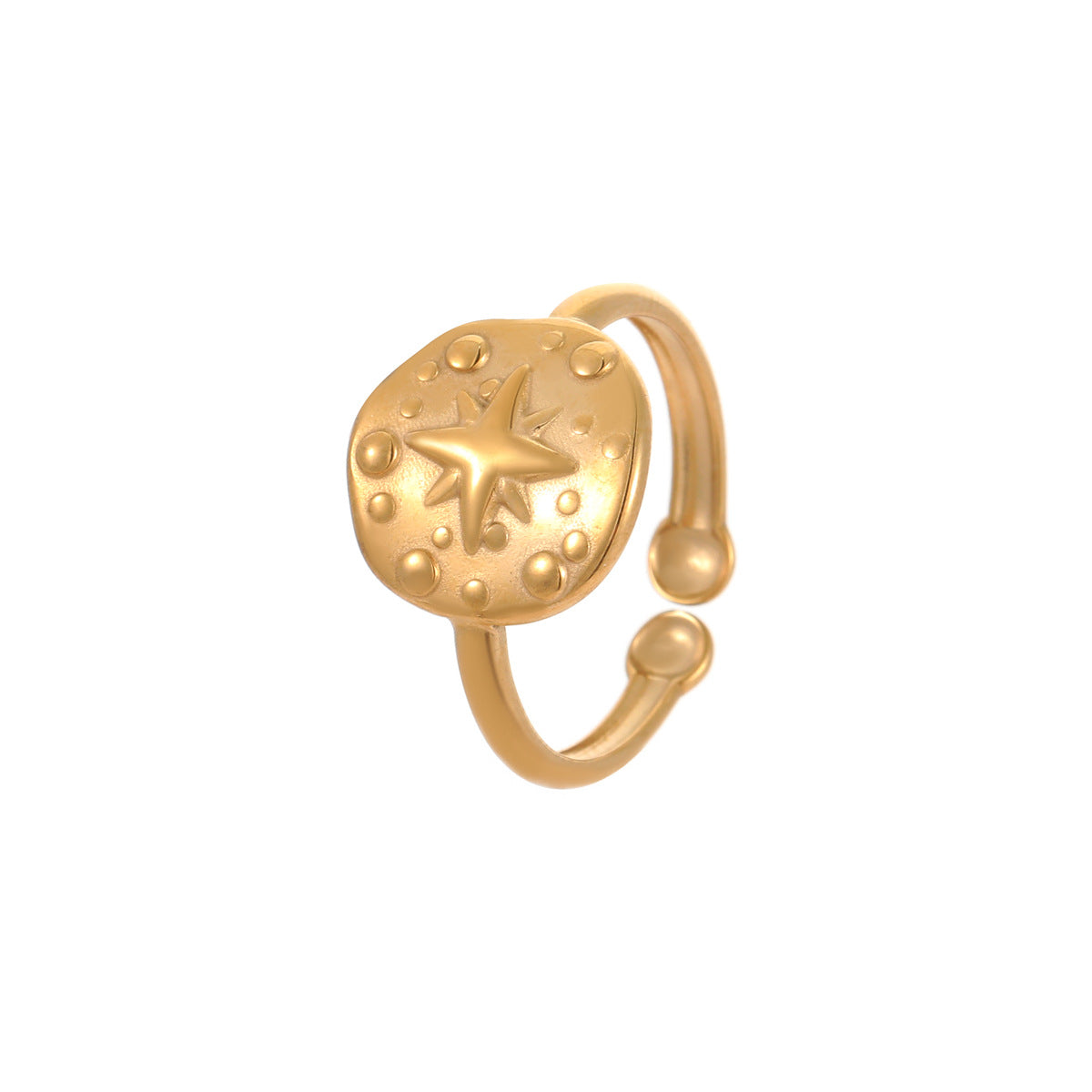 Anillo de Lujo Geométrico de Acero Inoxidable con Baño de Oro de 18K Ajustable Accesorio de Moda para Mujer