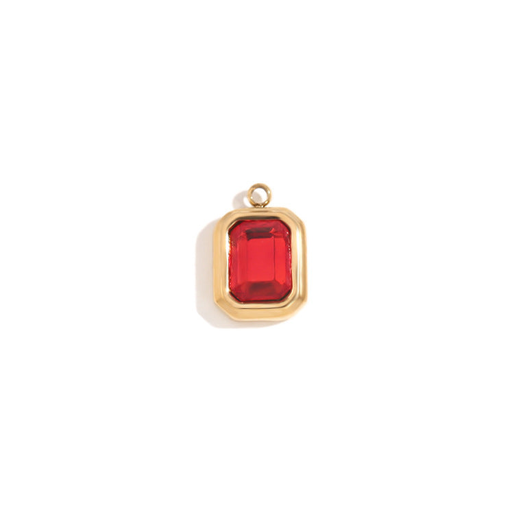 Minimalist Geometric Square Glass Pendant for Women Stainless Steel with 18K Gold Plating