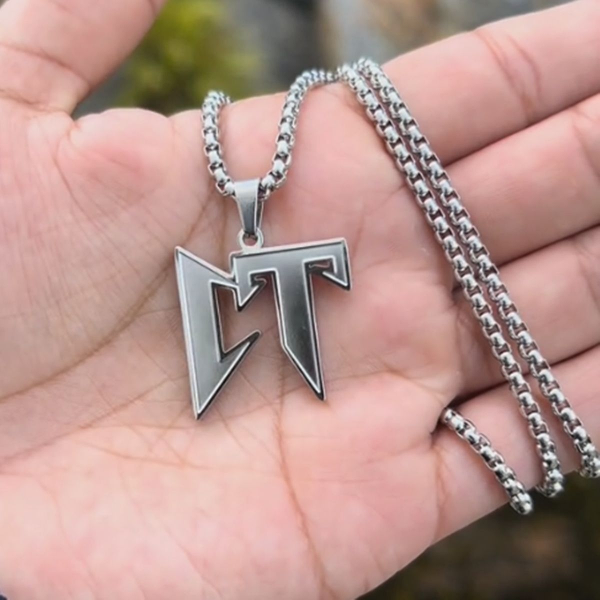 Minimalist Geometric Stainless Steel Pendant Necklace with Plated Titanium Steel Charm and Square Pearl Chain