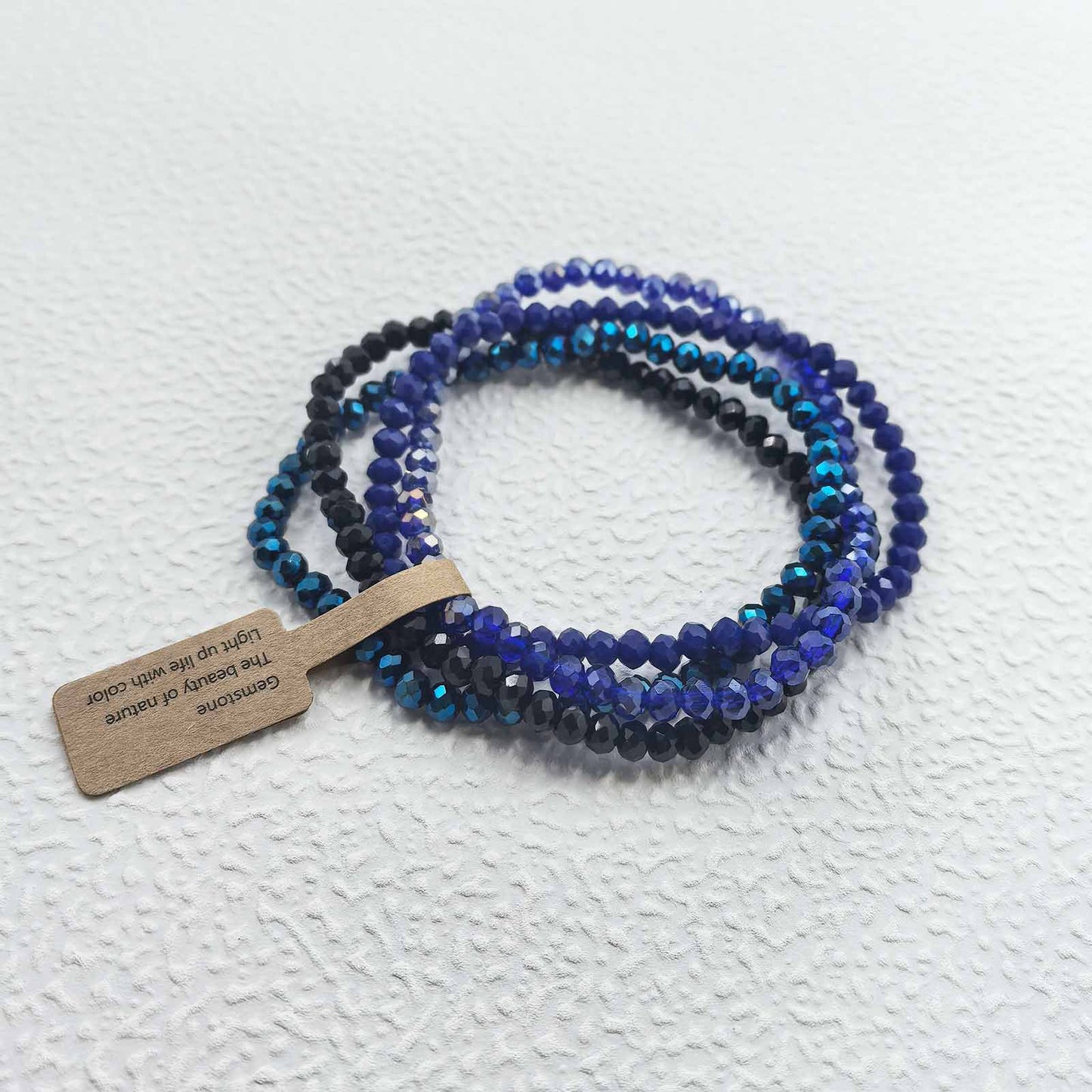 Casual Geometric Faceted Crystal Beaded Stretch Bracelet Set for Unisex