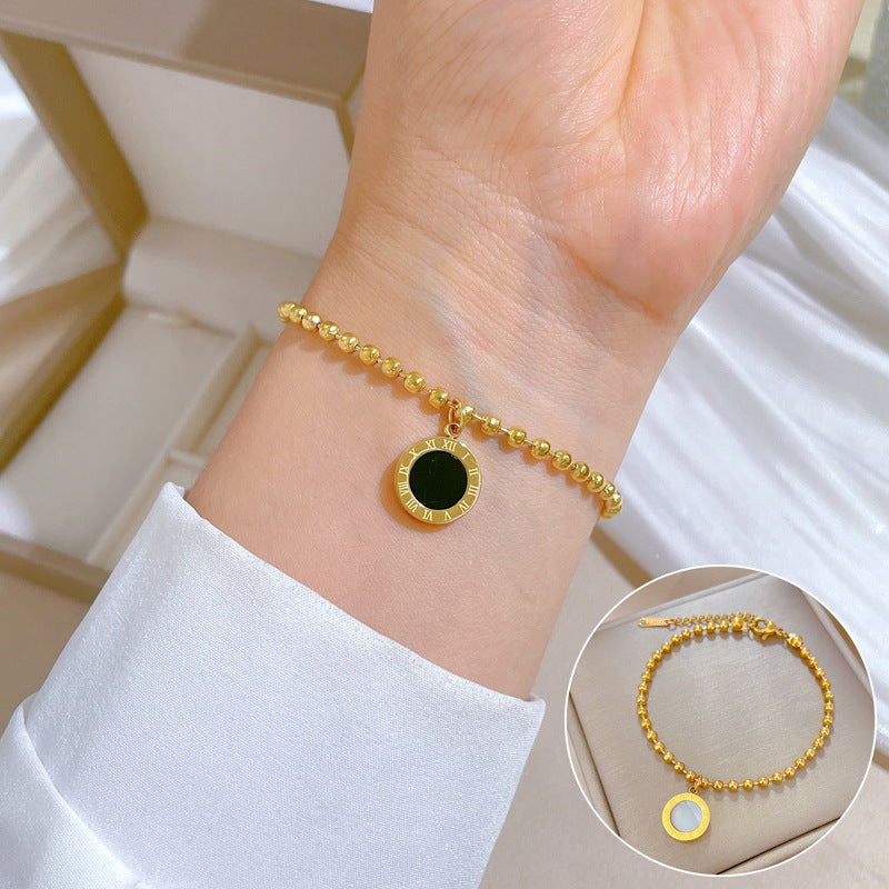 Zodiac Luxury Titanium Steel Gold Plated Bracelet with Cubic Zirconia for Unisex