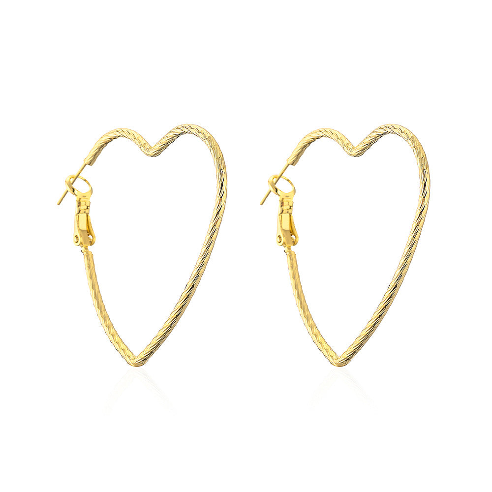 Minimalist Heart-Shaped Copper Earrings with Real Gold Plating for Women