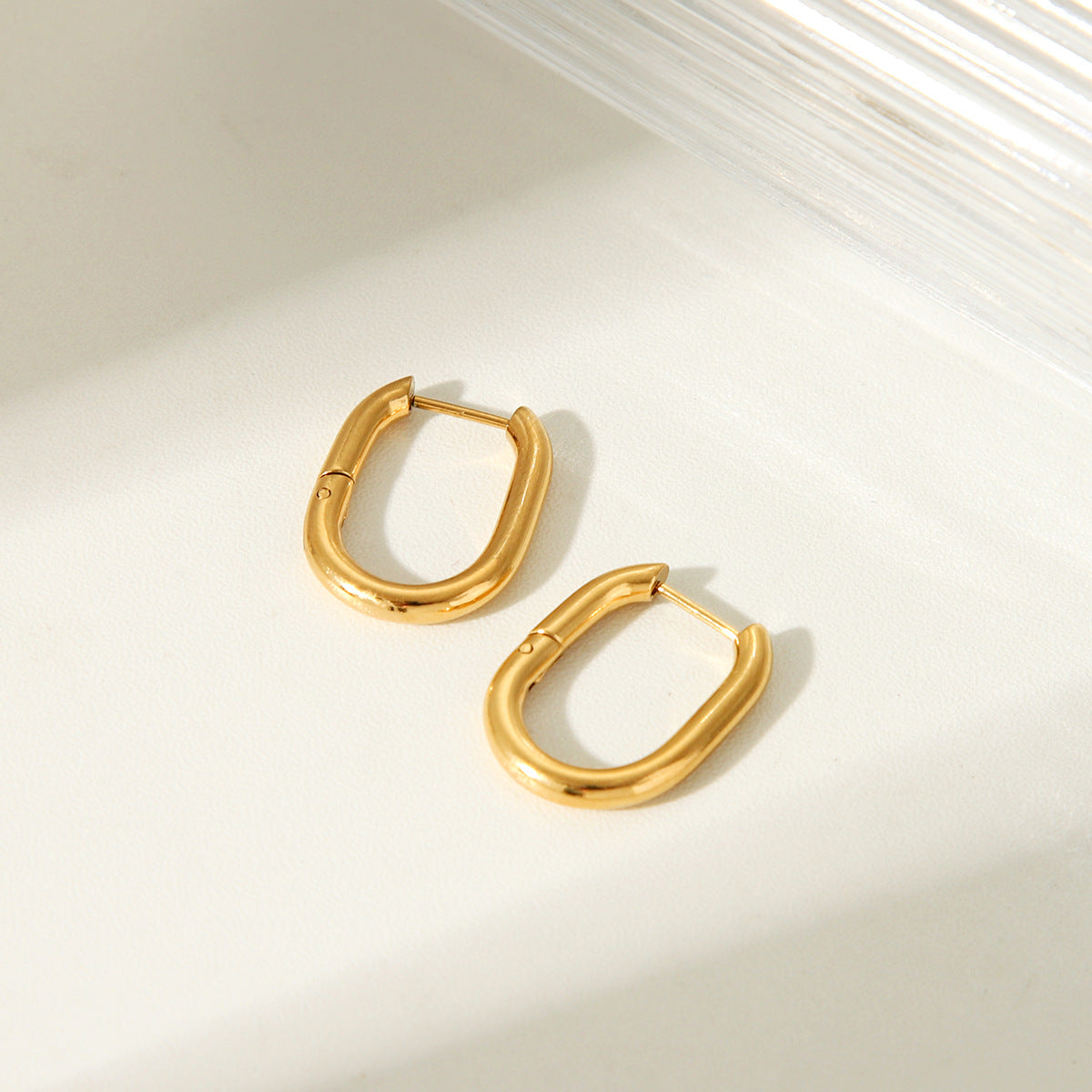 Minimalist Geometric Stainless Steel Gold-Plated Earrings for Women Hypoallergenic Titanium Steel Ear Jewelry
