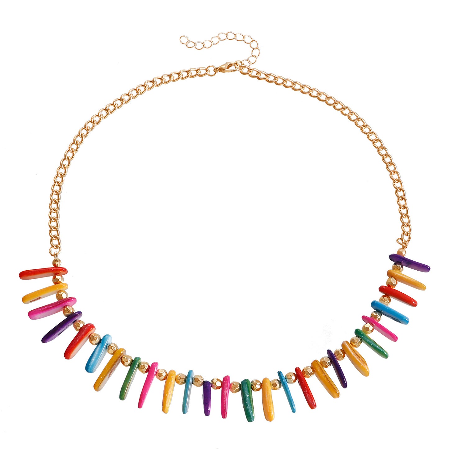 Bohemian Irregular Seashell Pendant Necklace for Women with Electroplated Finish and Hand-strung Beads