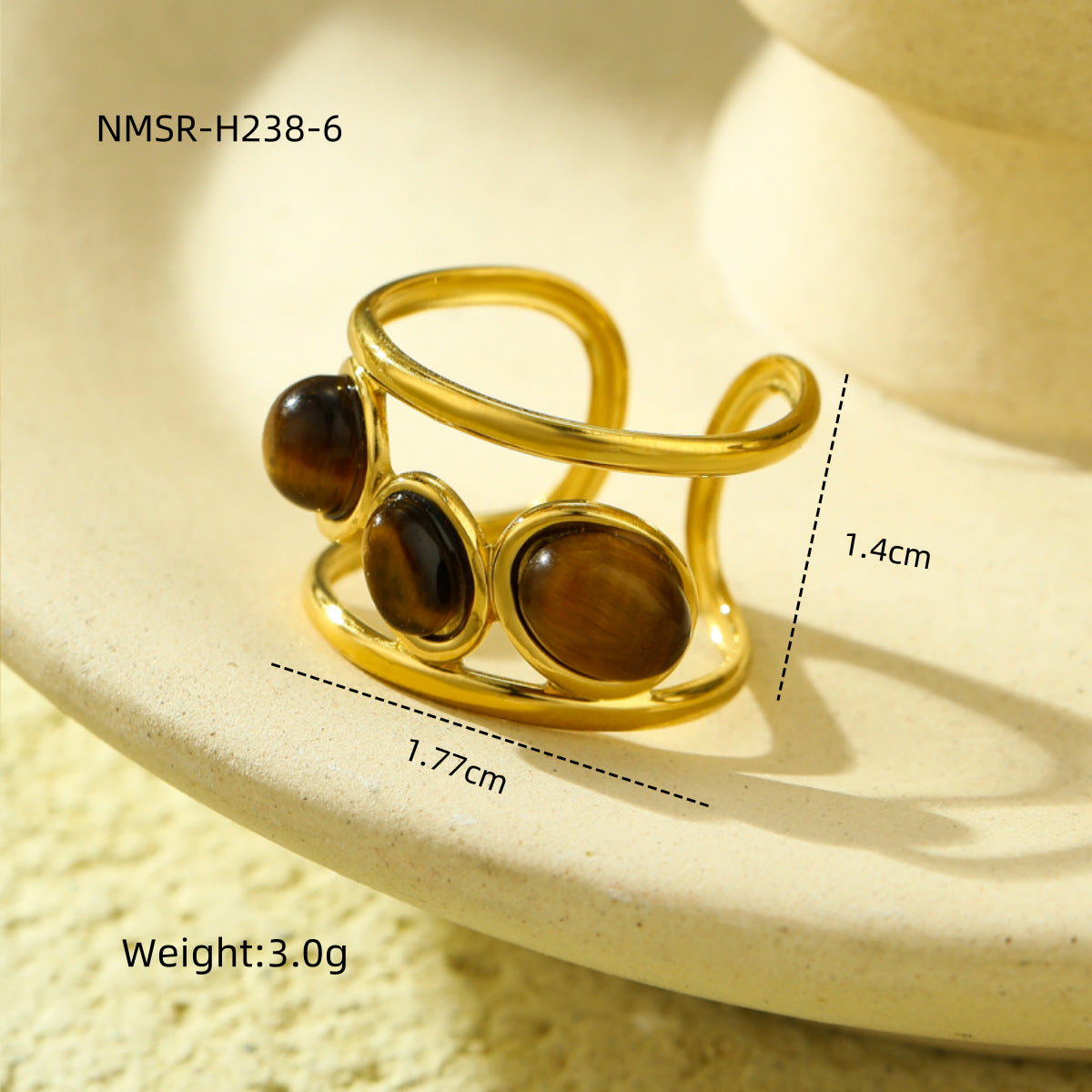 Anello Minimalista da Donna in Acciaio al Titanio con Intarsi Turchesi e Finitura Placcata