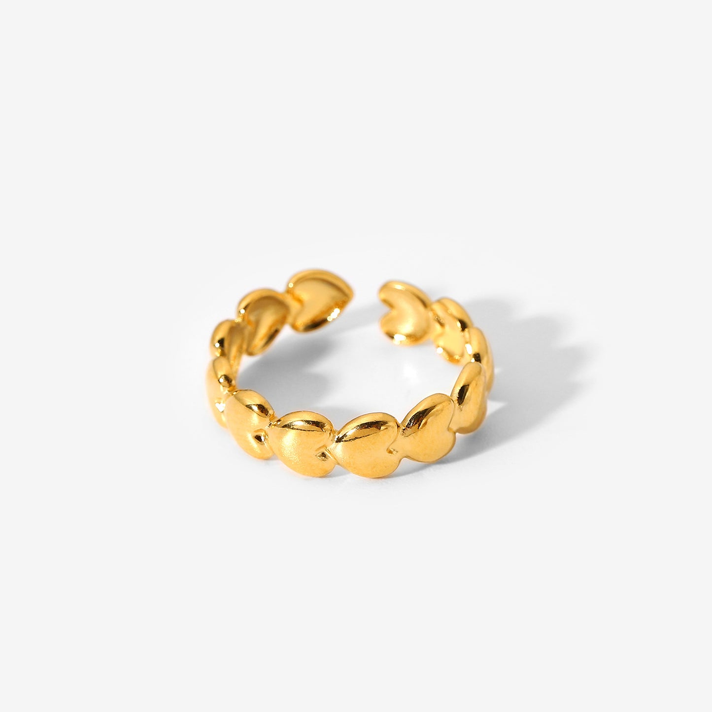 Anello aperto in acciaio inossidabile placcato oro 18 carati con cuore geometrico stile Ins per donna