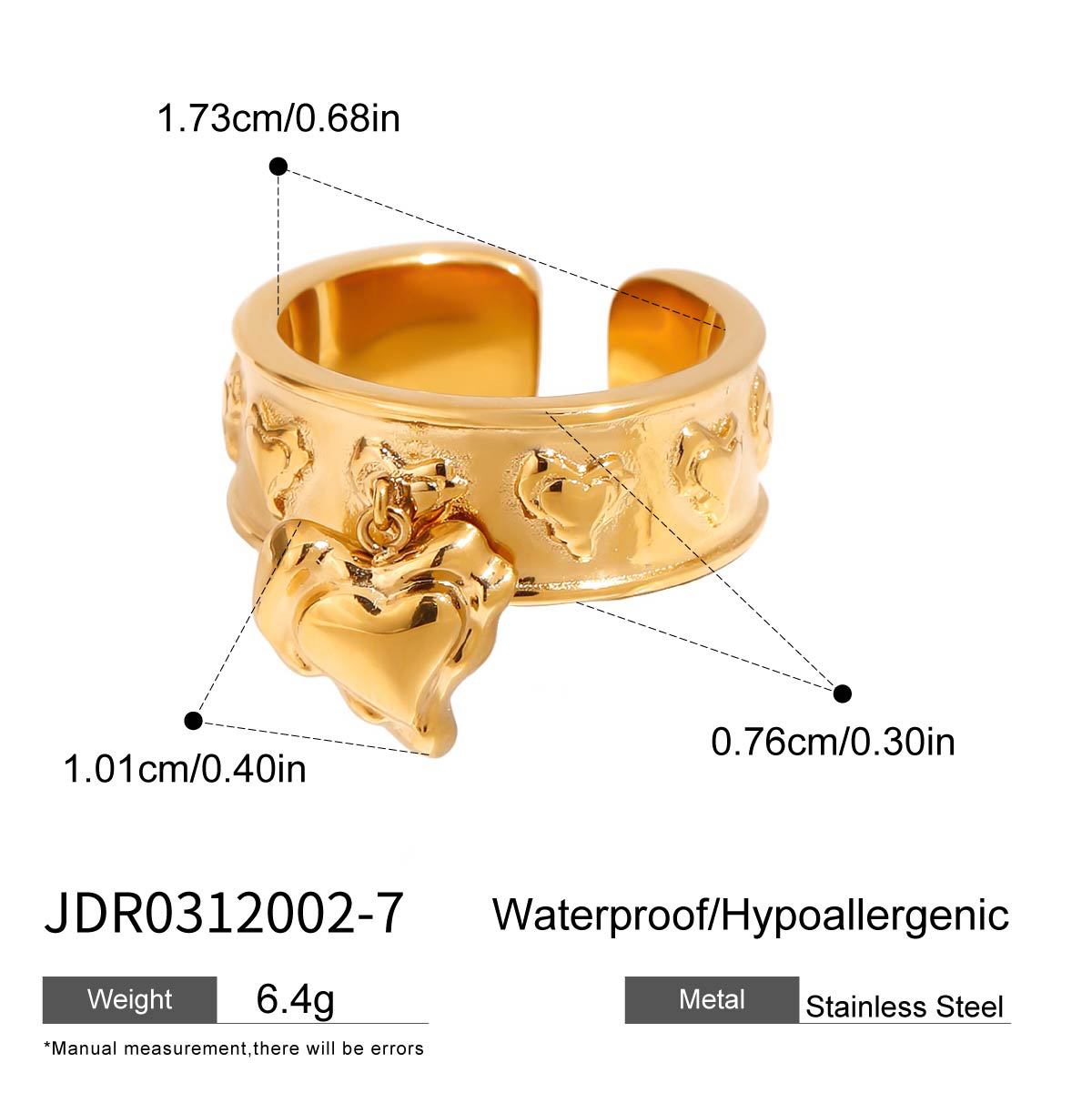 Minimalist Heart-Shaped Titanium Steel Adjustable Ring for Women with Plated Finish