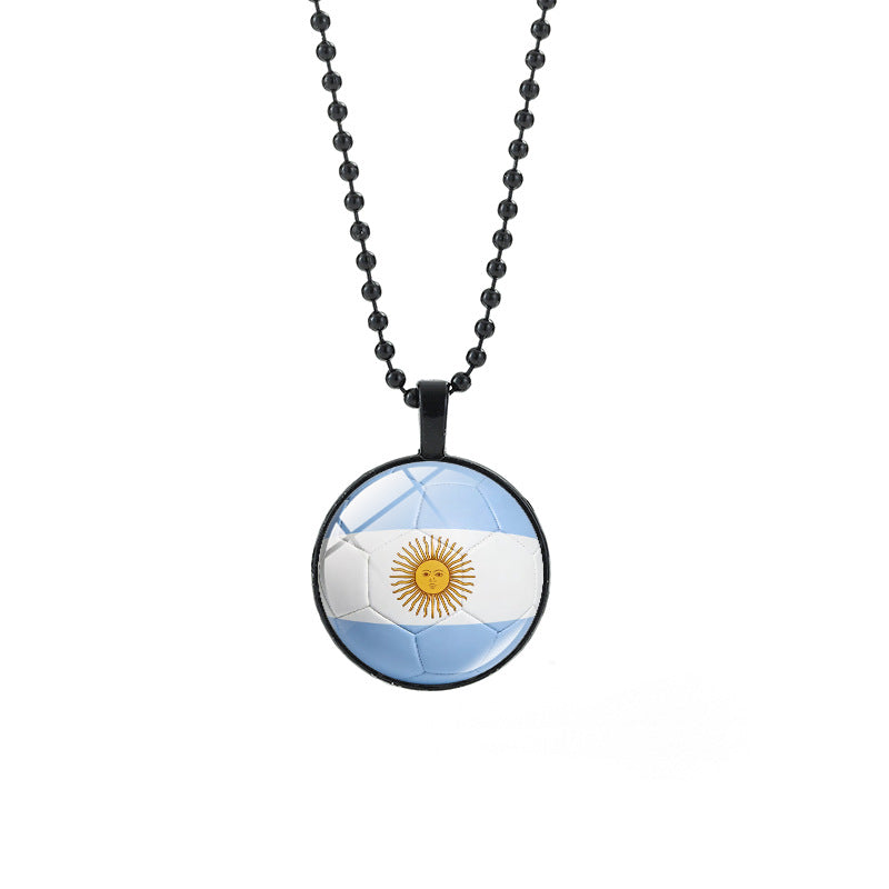 Collana Unisex Casual con Pendente Rotondo Geometrico di Cristallo e Catena a Sfera Placcata in Lega
