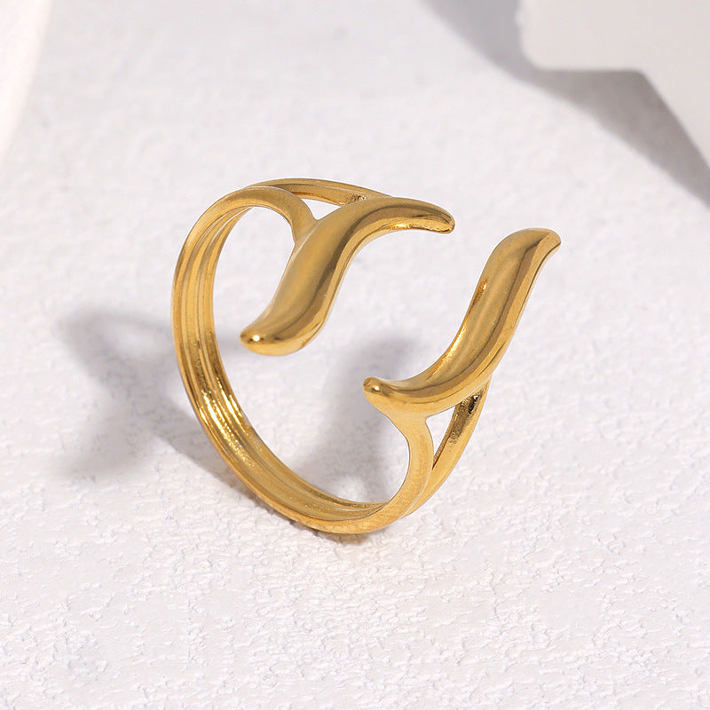Minimalist Geometric Gold Plated Stainless Steel Ring for Women