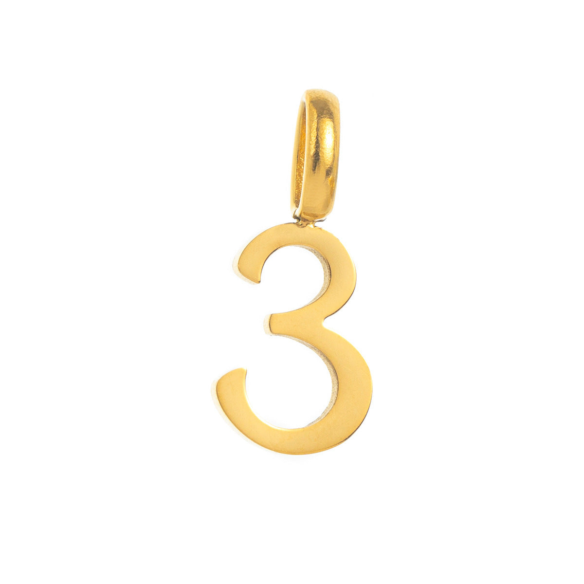 Minimalist 18K Gold Plated Titanium Steel Number Charm Bar
