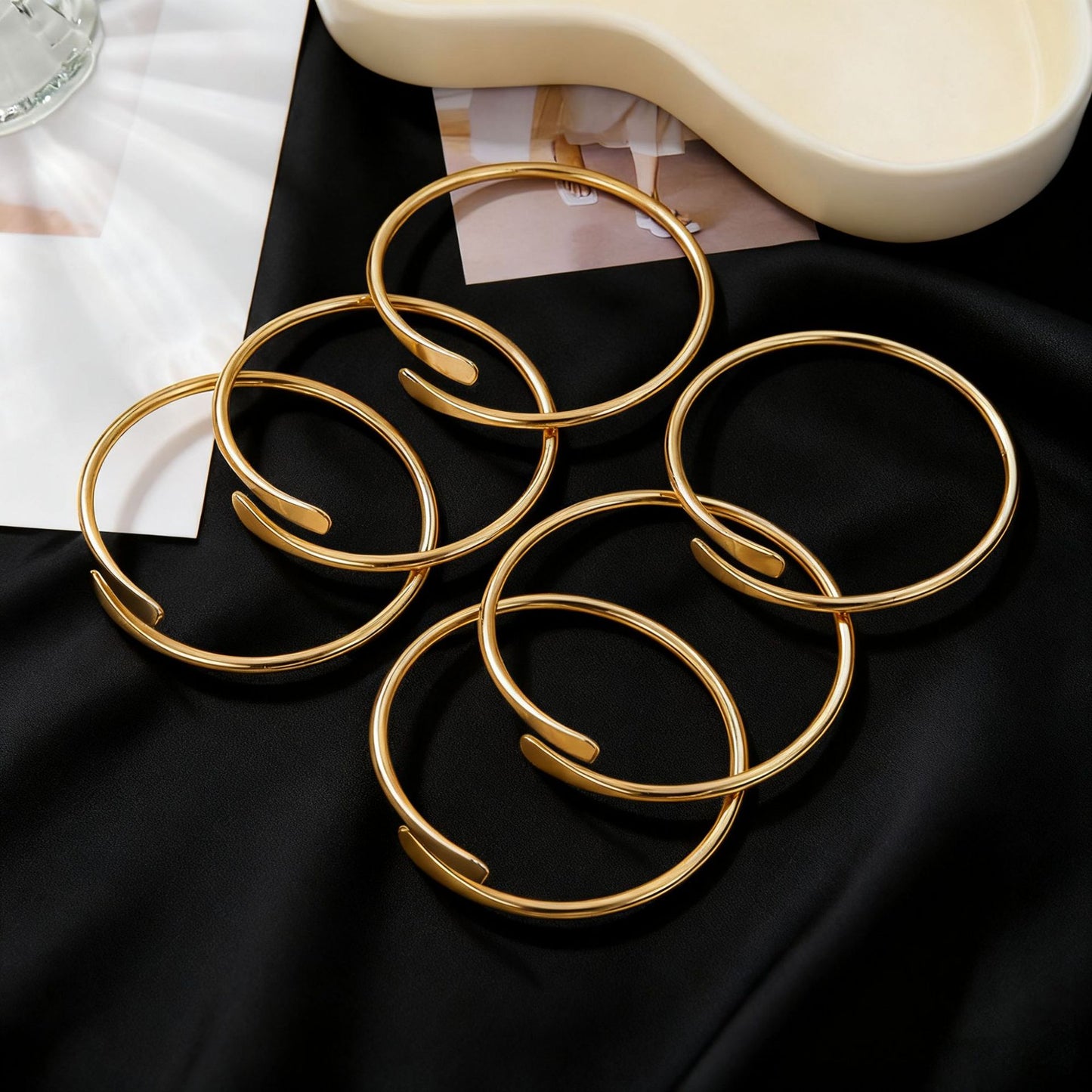 Personalized Geometric Round Iron Plated Cuff Bracelet Set for Unisex