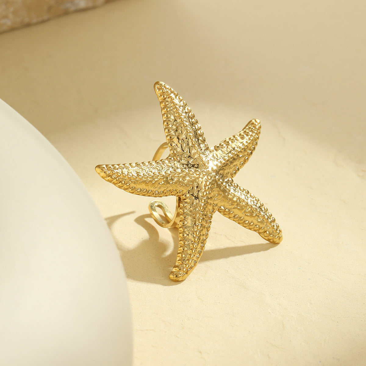 Anello Minimalista in Acciaio Inossidabile a Forma di Stella Marina con Placcatura in Oro per Donna, Gioiello di Moda Ispirato all'Oceano