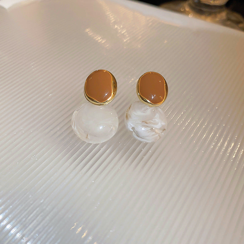 Pendientes de tuerca de metal esmaltado floral vintage con postes de acero para mujer, diseño retro de círculo botánico