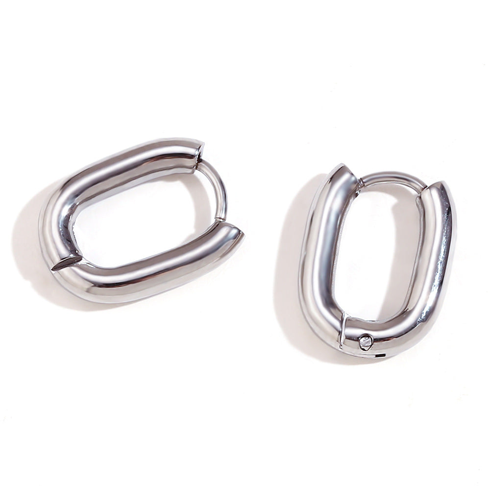 Orecchini a cerchio piccolo a forma di O da donna in acciaio al titanio geometrici minimalisti con placcatura in oro 18K
