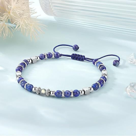 Sweet Geometric Cross Stainless Steel Bracelet with 4mm Amethyst and Amazonite Beads Unisex