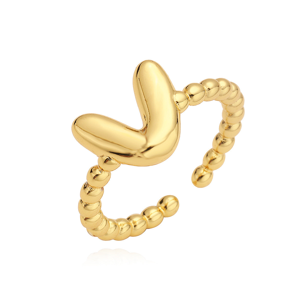 Minimalist 18K Gold Plated Brass Letter Ring for Women