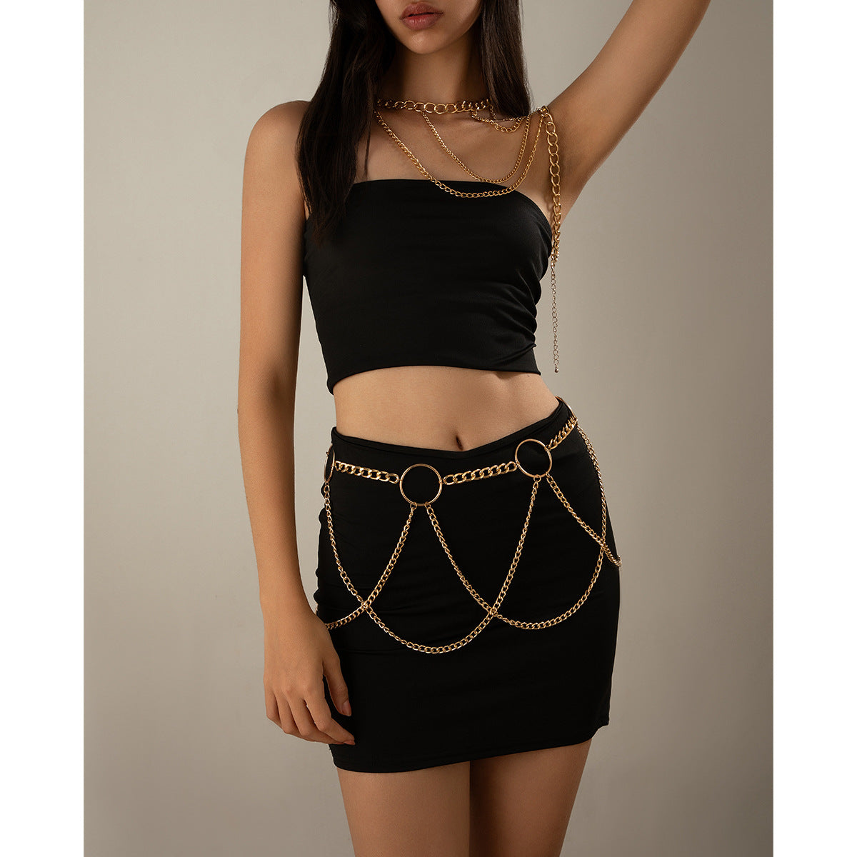 Punk Minimalist Geometric Aluminum Alloy Plated Body Chain for Women