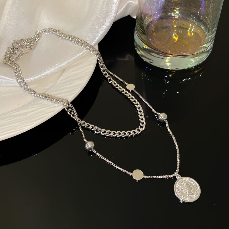 Sweet Streetwear Plated Titanium Steel Heart Geometric Pendant Necklace for Unisex