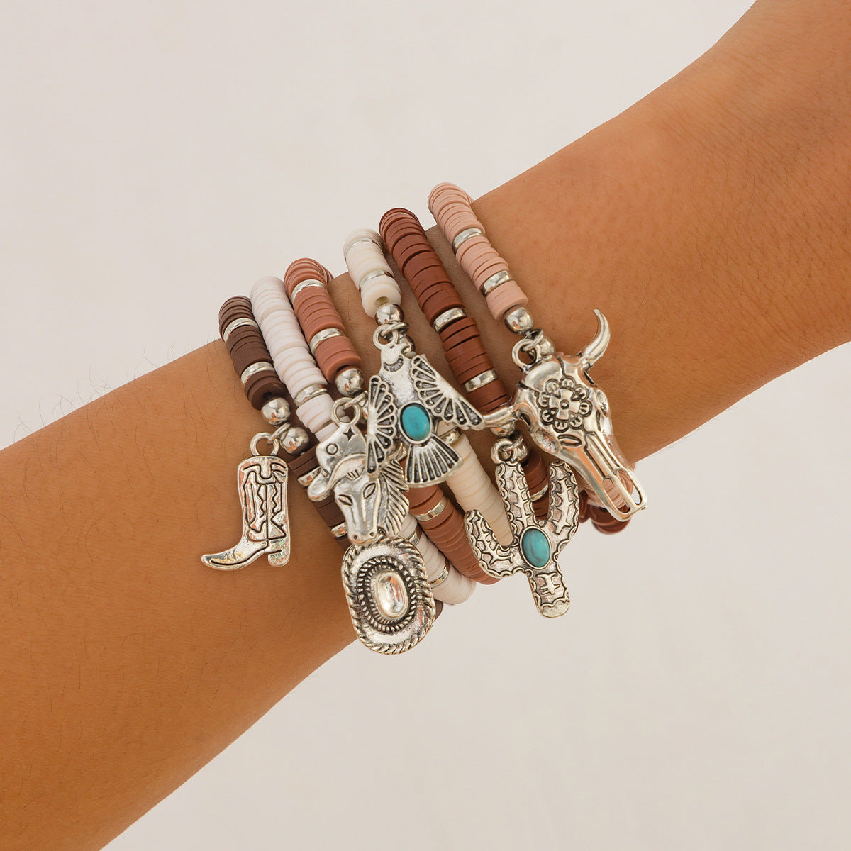 Bohemian Vintage Geometric Cactus Resin Plated Bracelet for Women