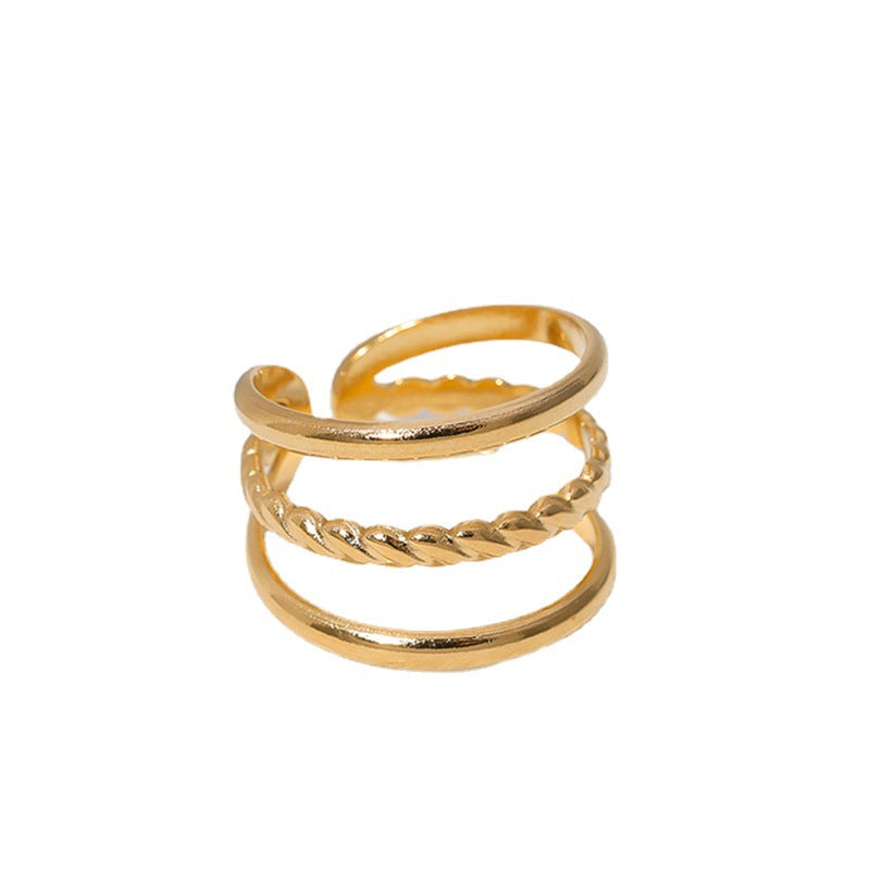 Minimalist Geometric Stainless Steel Open Ring for Women with Plated Finish