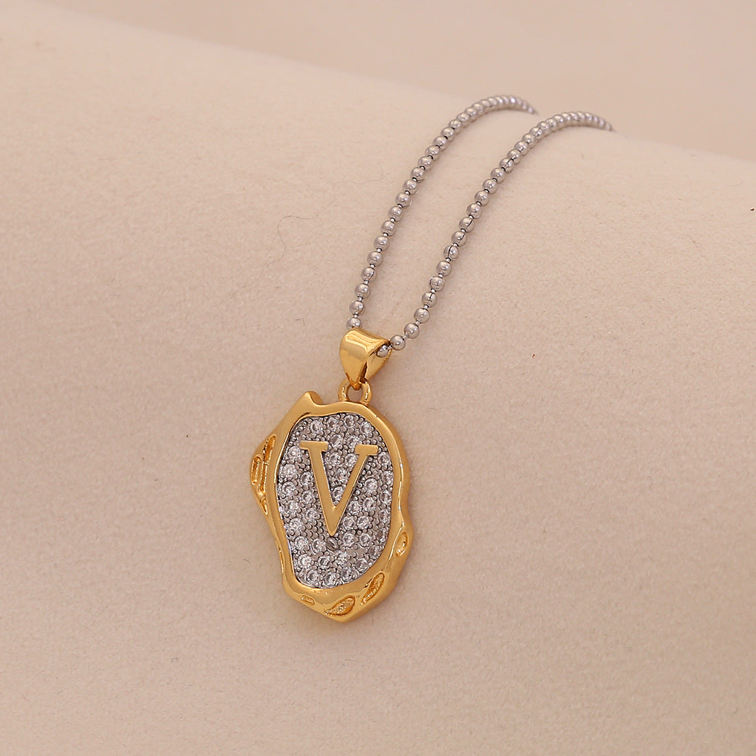 Retro Letter Pendant Necklace for Women in Brass with Minimalist Elegant Locket Style