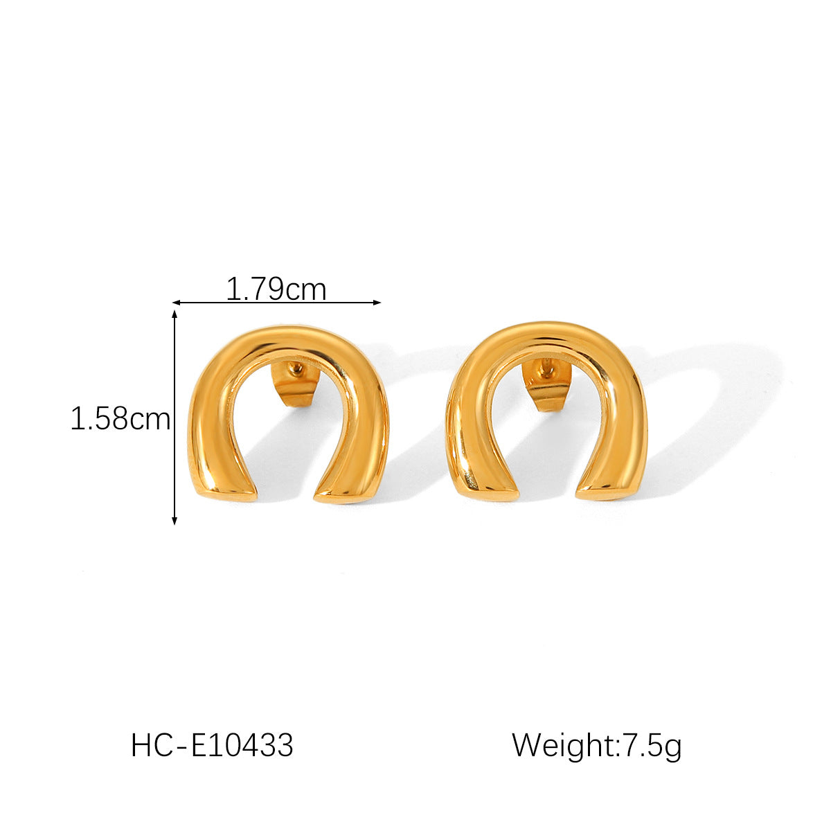 Orecchini Minimalisti in Acciaio al Titanio Geometrici con Placcatura in Oro 18K, Design a Cerchio Curvo, Gioielli da Donna alla Moda e Versatili