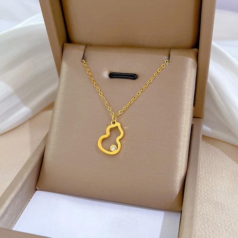 Collana con Pendente Geometrico Minimalista in Acciaio al Titanio con Strass per Ufficio Unisex alla Moda