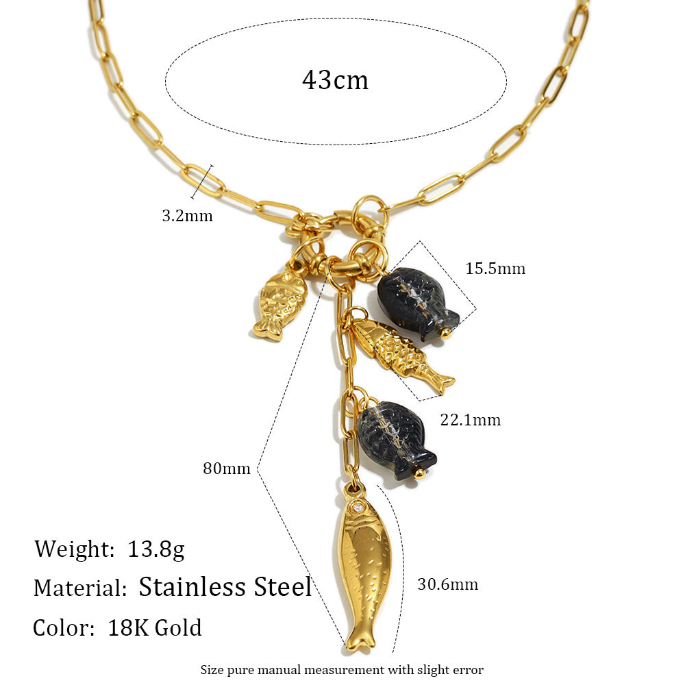 Collana da donna con ciondolo a spilla da balia in acciaio inossidabile placcato oro 18 carati geometrico minimalista con lunga nappa