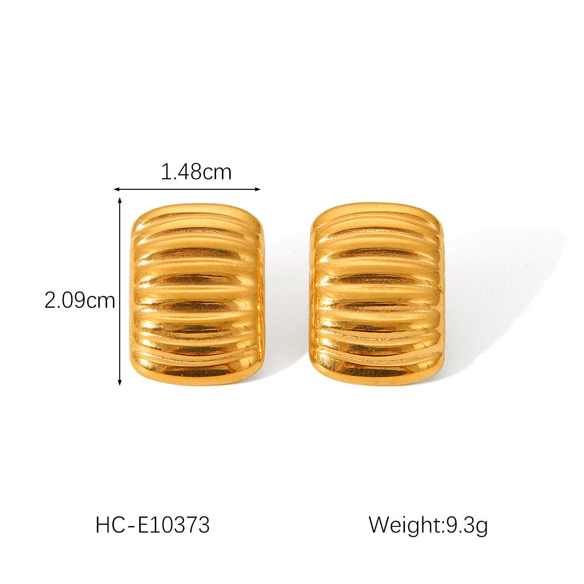 Minimalist Wave-Shaped Titanium Steel Earrings with 18K Gold Plating for Women, Geometric Square Stripe Design, Hypoallergenic Stainless Steel Posts