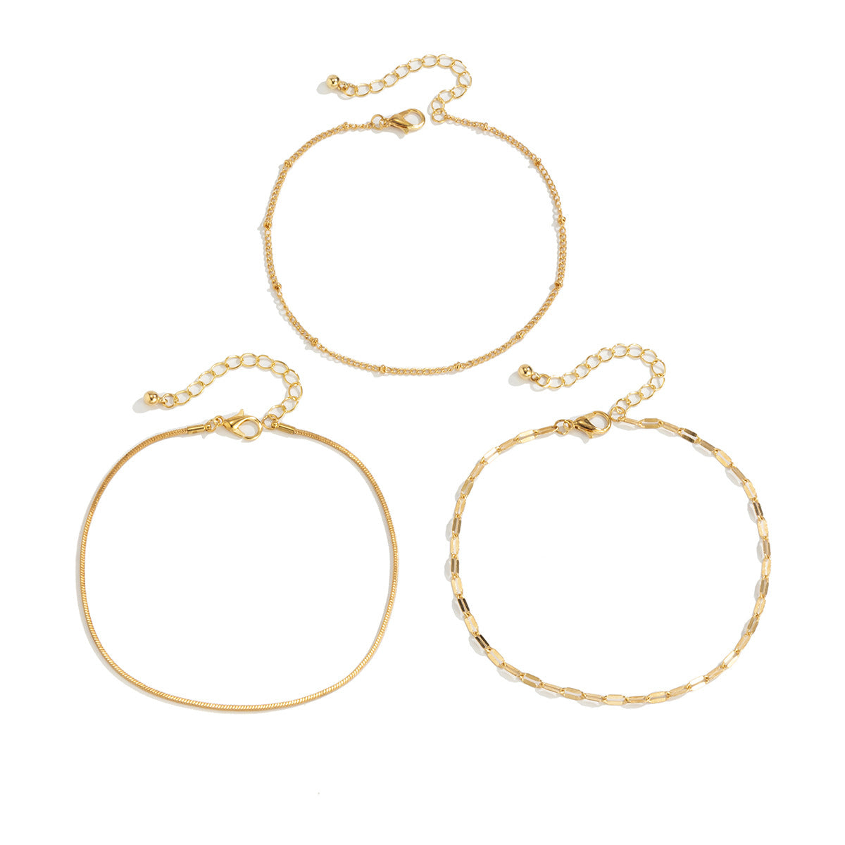 Cavigliera a Catena Piatta Geometrica Minimalista da Donna in Metallo con Motivo a Croce Vuota