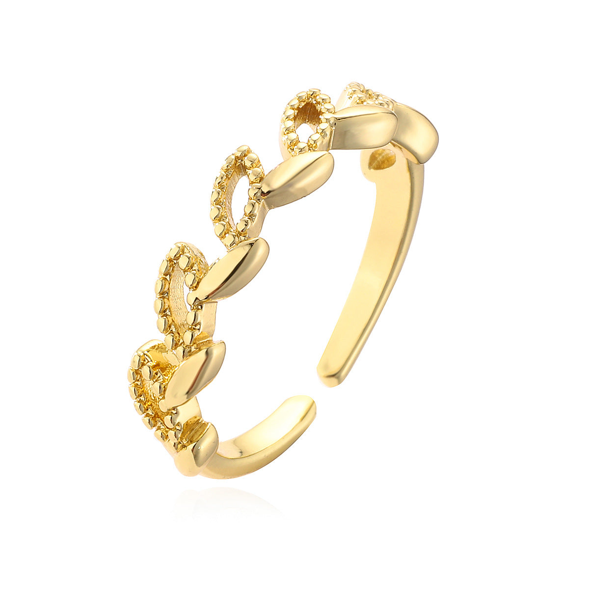 Minimalist Geometric Open Ring for Women Made of Brass with 18K Gold Plating and Zircon Inlay
