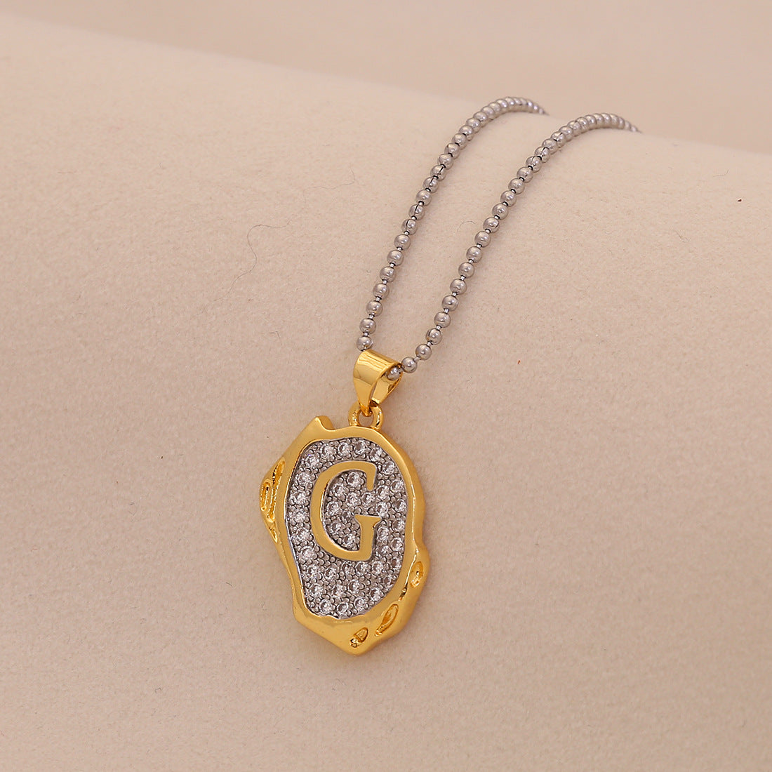 Retro Letter Pendant Necklace for Women in Brass with Minimalist Elegant Locket Style
