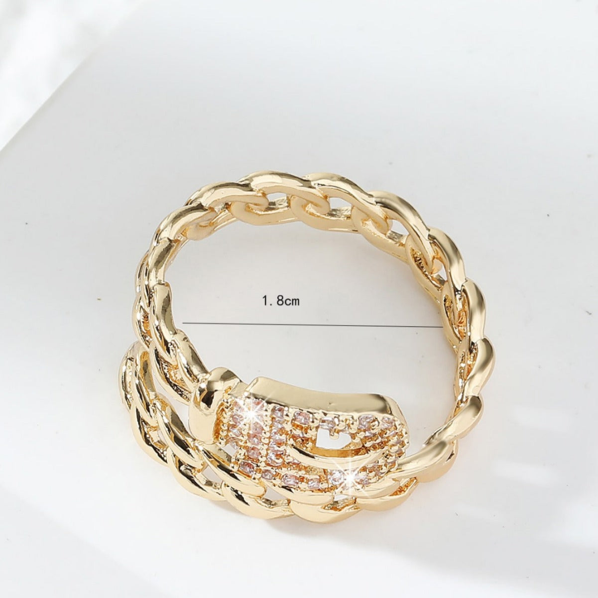 Anillo Abierto Ajustable Geométrico Minimalista para Mujer de Aleación de Zinc con Incrustaciones de Circonita