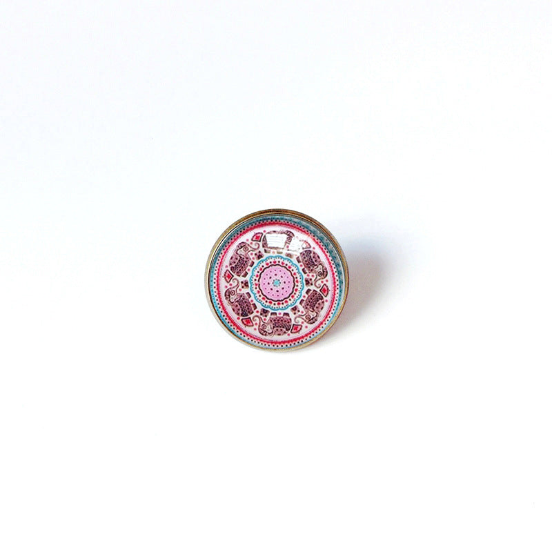 Broche floral vintage bohemio de mandala en latón con acabado chapado para mujeres y hombres