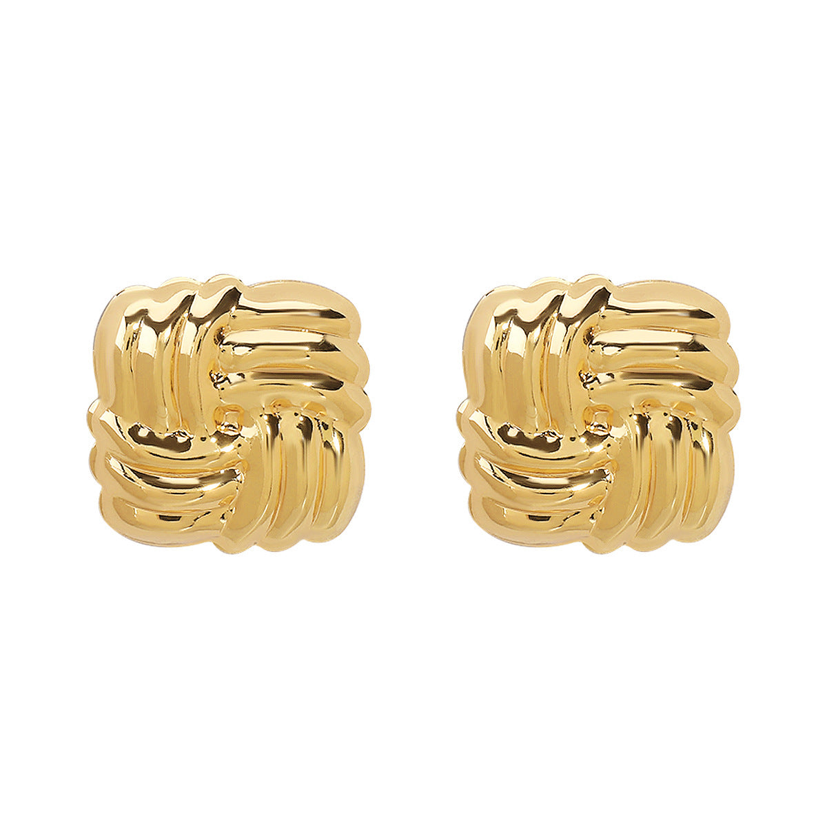 Pendientes de tuerca cuadrados geométricos para mujer con acabado de hierro galvanizado y diseño de inspiración vintage francés